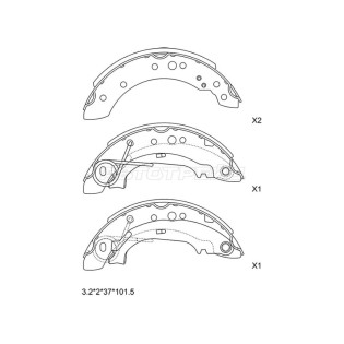 Колодки тормозные барабанные зад CITROEN C2 03-/C3 02-/PEUGEOT 1007 05-10 SAT