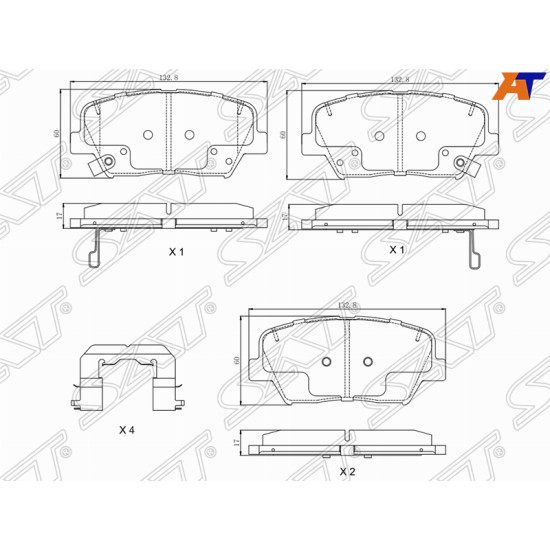 Колодки тормозные перед HYUNDAI ELANTRA 15- SAT