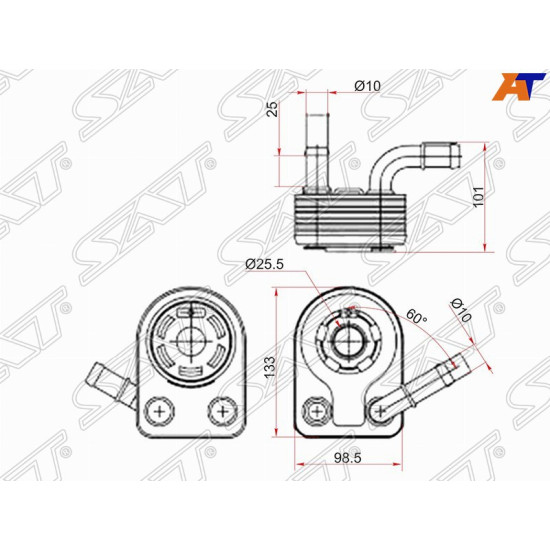 Радиатор масляный FORD C-MAX 10-/FIESTA 08-/FOCUS II 04-11/FOCUS III 11-/KUGA 13-/MONDEO 07-/VOLVO S SAT