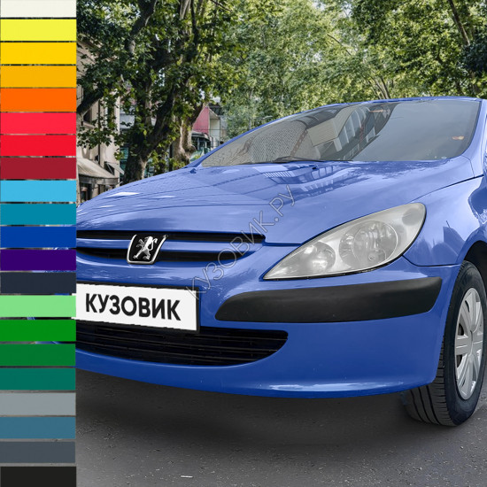 Бампер передний в цвет кузова Peugeot 307 (2001-2005) дорестайлинг без отверстий под птф